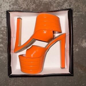 EGO Shoes | Bold Orange Platform Mules